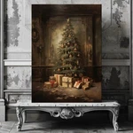 Antique Christmas Tree Canvas Print Nostalgic Holiday Decor Moody, Vintage. Fixed Price $179.46.
