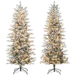 Homcom Flocked Artificial Christmas Tree With Warm Yellow Clear Light Green. Fixed Price $128.99.