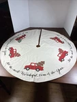 Christmas Tree Skirt Red Pickup Truck Cotton 36" Diameter Primitives. Fixed Price $15.95.