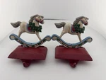 Pair 2 Midwest Of Cannon Falls Rocking Horse Stocking Holders Cast Iron Hangers. Fixed Price $50.00.