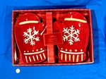 (th) Hallmark Ceramic Xmas/winter Serving Dishes - Red Mittens W/snowflakes Nib. Fixed Price $9.99.
