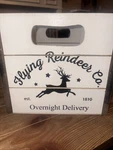 Christmas Wooden Crate Flying Reindeer Co. Overnight Delivery /9X10X12 Inches. Fixed Price $21.00.