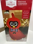 Holiday Time Christmas Festive Cardinal With Bow Tie Inflatable 3.5'. Fixed Price $19.99.