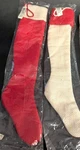 Midwest Skinny Christmas Stocking 2 Pc Set #36636 Heavy Red & Cream Fabric, New. Fixed Price $14.00.