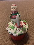 Ganz Faith Snowman Christmas Cupcake Trinket Box Lights And Decorated.. Fixed Price $15.00.