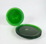 Arcoroc Sleigh Ride Through The Woods Green Glass Dessert Plates 7.5 Set Of 4. Fixed Price $19.00.