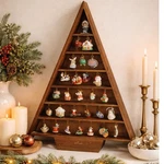 Vtg 1988 Hallmark Wooden Shadow Box Christmas Tree Display With Mini Ornaments. Fixed Price $99.00.