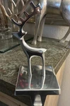 Crate & Barrel Reindeer Christmas Stocking Holder Silver Tone Metal 670-486. Fixed Price $34.99.