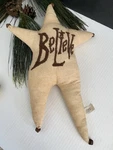 Honey & Me Christmas Tree Topper/pillow Believe" Fabric Rusted Bells Decor. Fixed Price $25.00.