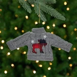 Northlight 9" Gray Ugly Sweater On Hanger Moose Design Christmas Ornament. Fixed Price $13.49.