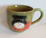 Burton + Large Snowman Soup Bowl Mug Green W/ Brown Speckle New. Fixed Price $10.99.