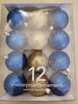 Martha Stewart Christmas Tree Ornaments Balls Blue Gold 12 Count Glittery 1.9". Fixed Price $5.85.