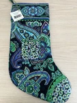 Nwt Vera Bradley Christmas Stocking Blue Rhapsody Paisley Quilted W/pocket. Fixed Price $15.99.