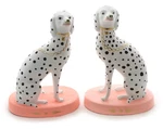 Cody Foster Staffordshire Paper Mache Neon Coral Dalmatians Dogs -set Of Two!. Fixed Price $188.00.