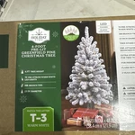 Holiday Time Greenfield Pine Flocked Christmas Tree Pre Lit Clear Lights 4FT. Fixed Price $59.99.