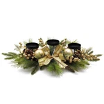 Gold Glittery Christmas Candle Centerpiece With Berries Pinecones - 27.5 .... Fixed Price $60.31.