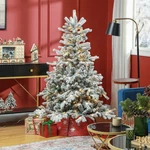 Homcom 6 Foot Artificial Snow Flocked Christmas Tree With Led Lights. Fixed Price $87.93.
