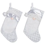 Set Of Transpac Polyester Fabric Glam Santa Stocking, 17.72" Tall. Fixed Price $29.99.