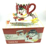 Fitz And Floyd Gift Gallery Holiday Mug & Plate Set Snowman Nib. Fixed Price $44.51.