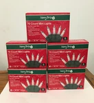 Merry Brite 70 Count Mini Lights Lot Of 5 Clear Bulb, Green Wire Fast Ship. Fixed Price $24.50.