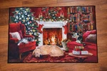Christmas Rug Cozy Fireplace Living Room Scene Holiday Decor 47X31. Fixed Price $34.20.