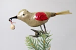 Antique Vtg Glass Clip On Bird W Berry In Curved Beak Christmas Ornament Germany. Fixed Price $325.00.