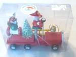 Kurt S. Adler 1984 Fire Truck Ornament Santa Driving Ladder Gold Bell Hose Reel. Fixed Price $13.00.