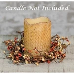 New Pumpkin Spice Berry Wreath Candle Ring Stars 4" Butternut Cream Orange Pip. Fixed Price $5.25.
