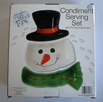 Boston Warehouse Much Fun Condiment Serving Set Snowman 3 Bowls Christmas. Fixed Price $8.99.