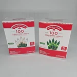 Holiday Time 100-COUNT Green & White Mini Christmas Lights Wire 2-PACK. Fixed Price $23.95.