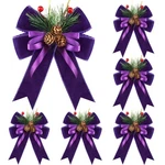 6 Pcs Christmas Bows With Pine Cones Needles Xmas Velvet Purple Vel.... Fixed Price $24.92.