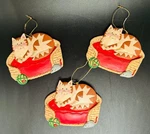 3 Vintage Midwest Of Cannon Falls Cat Kitten Basket Christmas Ornaments. Fixed Price $12.99.