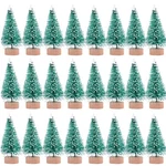24 Pieces Artificial Mini Christmas Sisal Snow Frost Trees With Wood Base Bottle. Fixed Price $17.99.