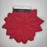 Nicole Miller 15" Holiday Christmas Poinsettia Quilted Placemats Of 4 Red. Fixed Price $44.95.