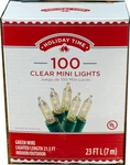 Holiday Time Christmas Lights 100 Clear Mini Green Wire Indoor Outdoor. Fixed Price $6.50.