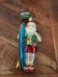 Old World Christmas 40060 Glass Hanging Ornament, Surfer Santa 5.25 Inches Nwt. Fixed Price $20.39.