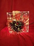 Lighted Glass Block Holiday Table/window Display 8X8X3. Fixed Price $15.77.