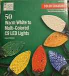 Home Accents 50 Led C9 Changing Christmas Lights Warm White Muti-color. Fixed Price $28.99.