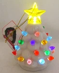 Vintage Mr. Christmas White Battery Operated 5" Glass Tree Ornament.. Fixed Price $17.99.
