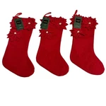 House Garden Christmas Stocking Red Wool Poinsettia Applique Of 3 Holiday. Fixed Price $33.99.