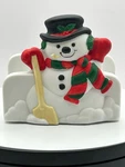 Russ Berrie Christmas Frosty Friends Snowman Porcelain Napkin Holder #5022 Vtg.. Fixed Price $14.00.
