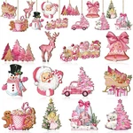 Huwena 36 Pcs Pink Ornaments For Christmas Tree Vintage Wooden. Fixed Price $14.76.