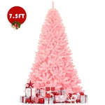 Costway 7.5' Hinged Artificial Christmas Tree Full Fir Pvc W/ Stand Pink. Fixed Price $69.99.