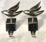 2 Crate And Barrel Chrome Silver Dove Christmas Stocking Holders Hanger Hooks. Fixed Price $27.99.