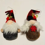 Christmas Ornaments Gnomes Set Of 2 Grey & Brown Holiday Holly Plaid Hat. Fixed Price $25.00.