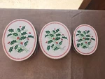 Vintage Himark Saltera Holly Berries Holiday Wooden Oval Nesting Box Set. Fixed Price $15.96.