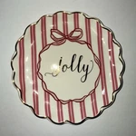 Ashland Jolly Christmas Holiday Decorative Plate Ceramic Red White Bow Design. Fixed Price $17.00.