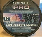 Gemmy Commercial Pro 50.5FT Heavy Duty Wire Reel Light String W/ Bulb Sockets. Fixed Price $34.99.