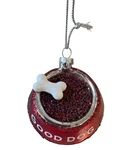 Good Dog Red Glitter Bowl Christmas Holiday Ornament With Bone Design. Fixed Price $16.95.