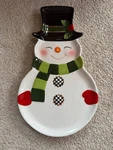 Mackenzie Childs Cozy Christmas Snowman Cookie Plate, 6.5" X 10.75", Nib. Fixed Price $48.99.